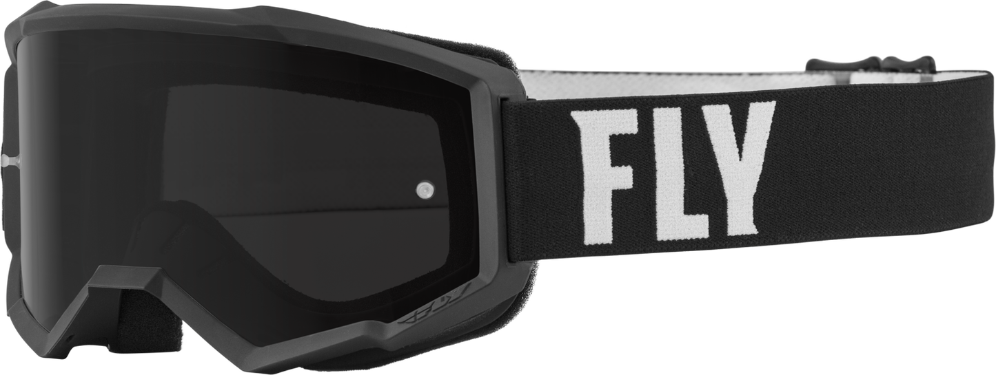 FLY RACING Focus Sand Goggle Black/White W/ Dark Smoke Lens 37-51147