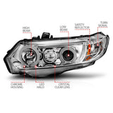 ANZO 2006-2011 Honda Civic Projector Headlights w/ Halo Chrome (CCFL) 121061
