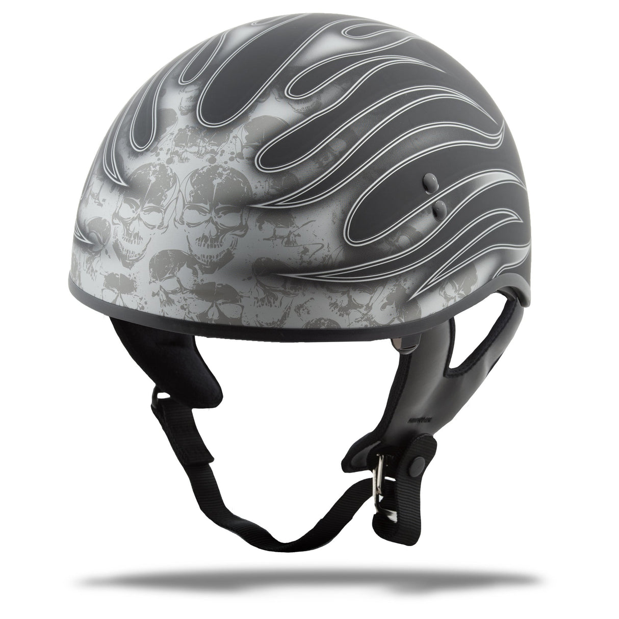 GMAX Gm-65 Half Helmet Flame Matte Black/Dark Silver 2x G1657338