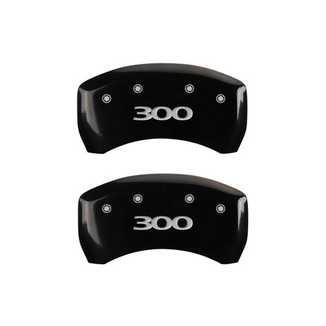MGP 4 Caliper Covers Engraved Front & Rear 300 Black finish silver ch 32020S300BK