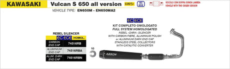 Arrow  Kawasaki Vulcan S 650 E5+ '25 Stainless Steel Collectors -74016cc