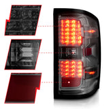 ANZO 15-19 Chevy Silverado 2500HD/3500HD (Factory Halogen Only) LED Tail Lights Smoke w/Clear Lens 311424