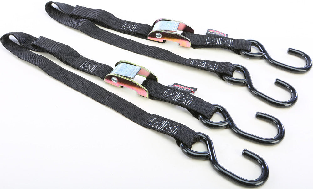 POWERTYE Tie-Down Cam S-Hook Watercraft 1"X3' Black Pair 22032