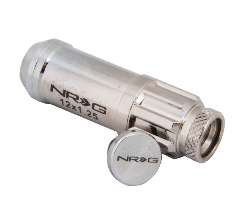 NRG 700 Series M12 X 1.25 Steel Lug Nut w/Dust Cap Cover Set 21 Pc w/Locks & Lock Socket - Silver LN-LS710SL-21