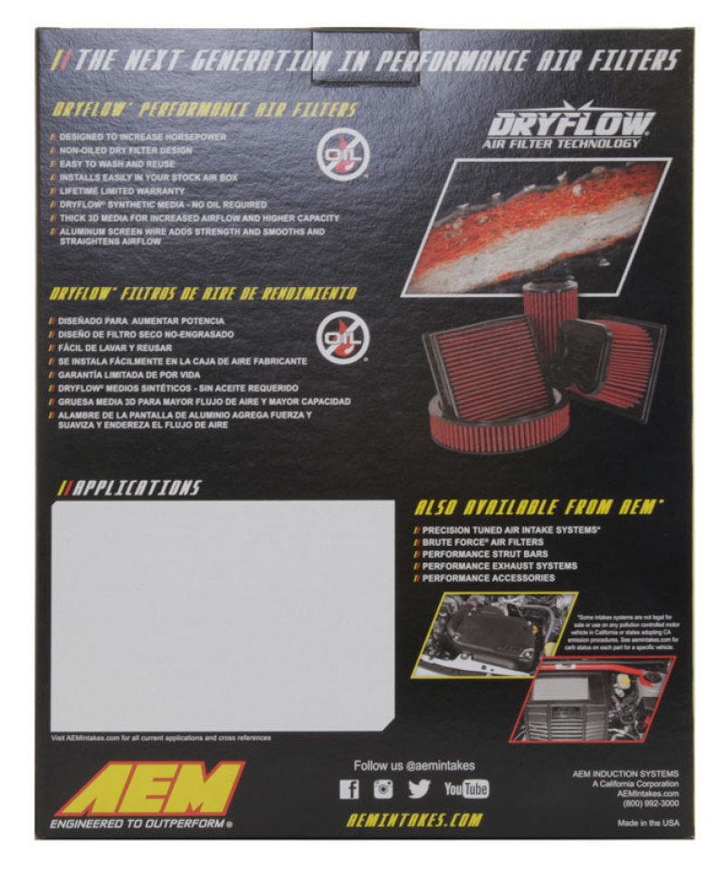 AEM 10-19 Toyota 4 Runner V6-4.0L F/I DryFlow Filter 28-20438