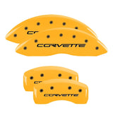 MGP 4 Caliper Covers Engraved Front & Rear C6/Corvette Yellow finish black ch 13008SCV6YL