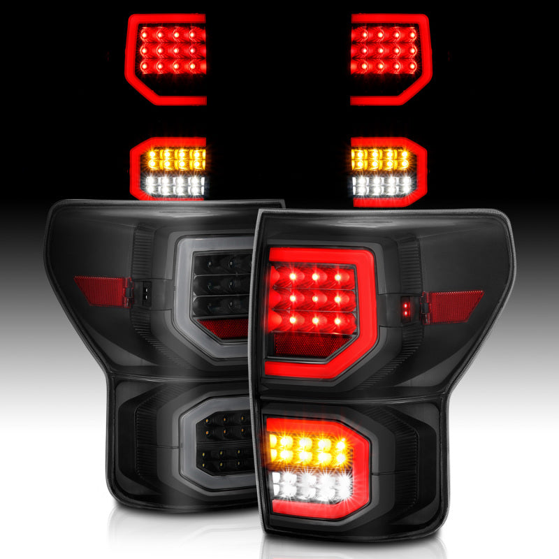 ANZO 2007-2013 Toyota Tundra LED Taillights Plank Style Black w/Smoke Lens 311337