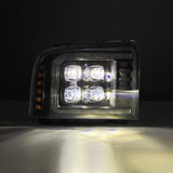 AlphaRex 05-07 Ford F250/350/450/550 Super Duty NOVA LED Proj HL Blk w/Actv Light & Seq Sig + SB DRL 880319