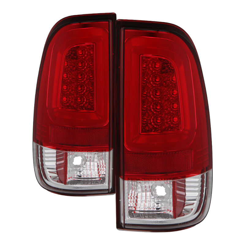 Spyder 08-16 Ford Super Duty F-250 V3 Light Bar LED Tail Lights - Red Clear (ALT-YD-FS07V3-LBLED-RC) 5084736