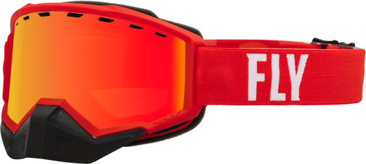 FLY RACING Focus Snow Goggle Red/White W/ Red Mirror/Amber Lens 37-50085