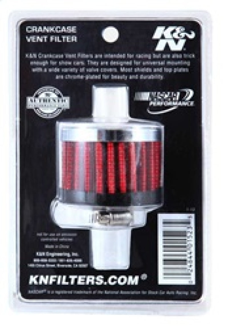 K&N Clamp On Rubber Base Crankcase Vent Filter 0.375in Flange ID x 2in OD x 1.5in Height 62-1320