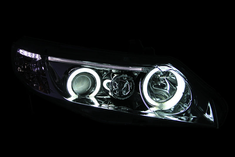 ANZO 2006-2011 Honda Civic Projector Headlights w/ Halo Chrome (CCFL) 121061