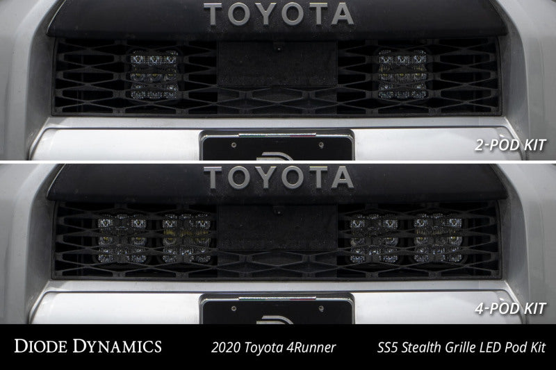 Diode Dynamics 14-23 Toyota 4Runner SS5 Stealth Grille LED 4-Pod Kit - Pro White Combo DD7544