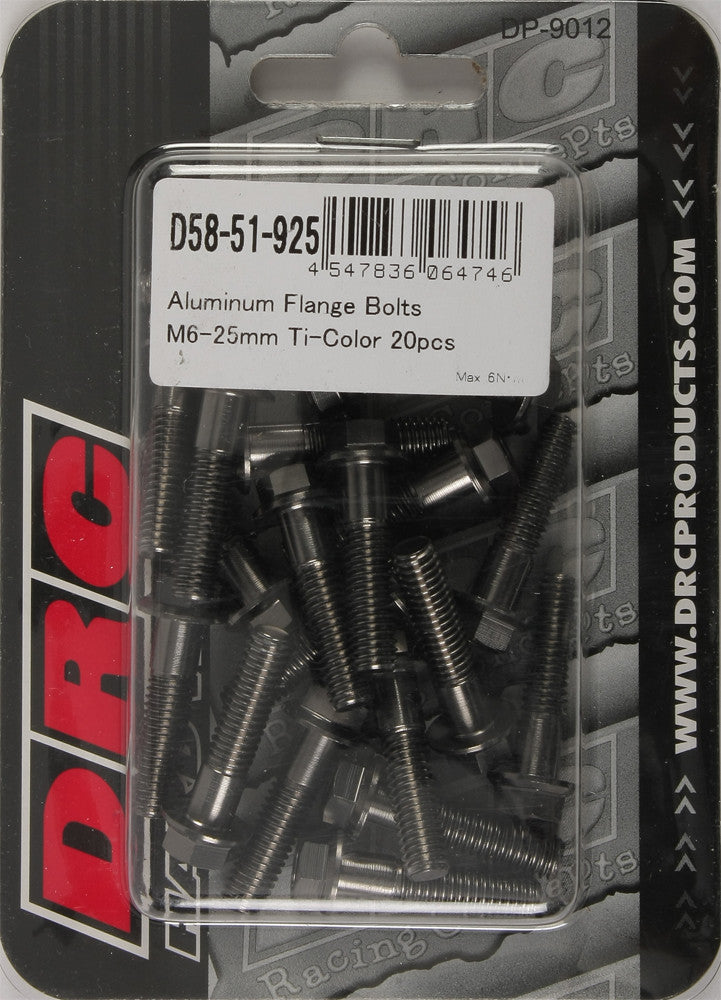 DRC Aluminum Flange Bolts Titanium M6x25mm 20/Pk D58-51-925
