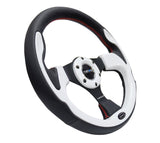 NRG Reinforced Steering Wheel (320mm) Blk w/White Trim & 4mm 3-Spoke RST-001WT