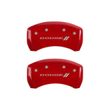 MGP 4 Caliper Covers Engraved Front & Rear With stripes/Dodge Red finish silver ch 12181SDD3RD