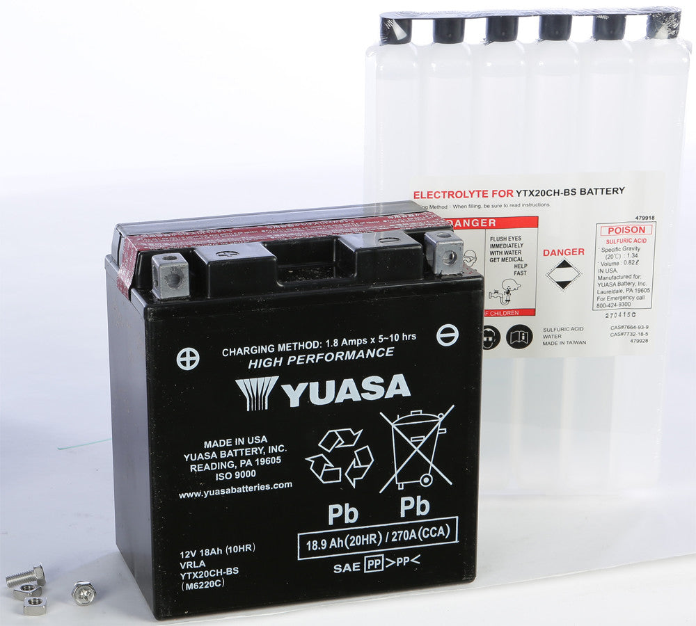 YUASA Battery Ytx20ch-Bs Maintenance Free YUAM6220C