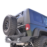 DV8 Offroad 07-18 Jeep Wrangler JK Rear Aluminum Bumper w/ Tire Carrier - Black RBSTTB-01