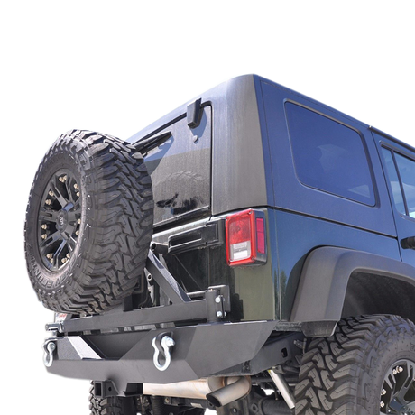 DV8 Offroad 07-18 Jeep Wrangler JK Rear Aluminum Bumper w/ Tire Carrier - Black RBSTTB-01