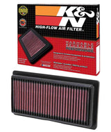K&N Replacement Panel Air Filter 12-14 Nissan Versa 1.6L 1.031in H x 9.125in OS L x 4in OS W 33-2479