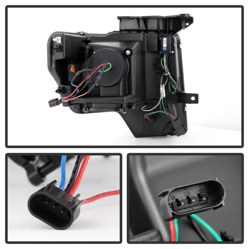 Spyder Ford F150 09-14 Projector Headlights Halogen Model- Light Bar DRL Blk PRO-YD-FF15009-LBDRL-BK 5077592