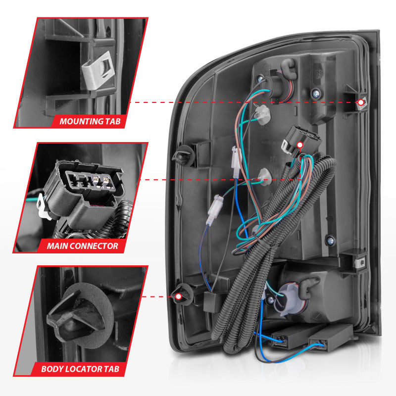 ANZO 2007-2013 Chevrolet Silverado1500/ 2500/ 3500 LED Tail Lights w/ Light Bar Black Housing Smoke 311381