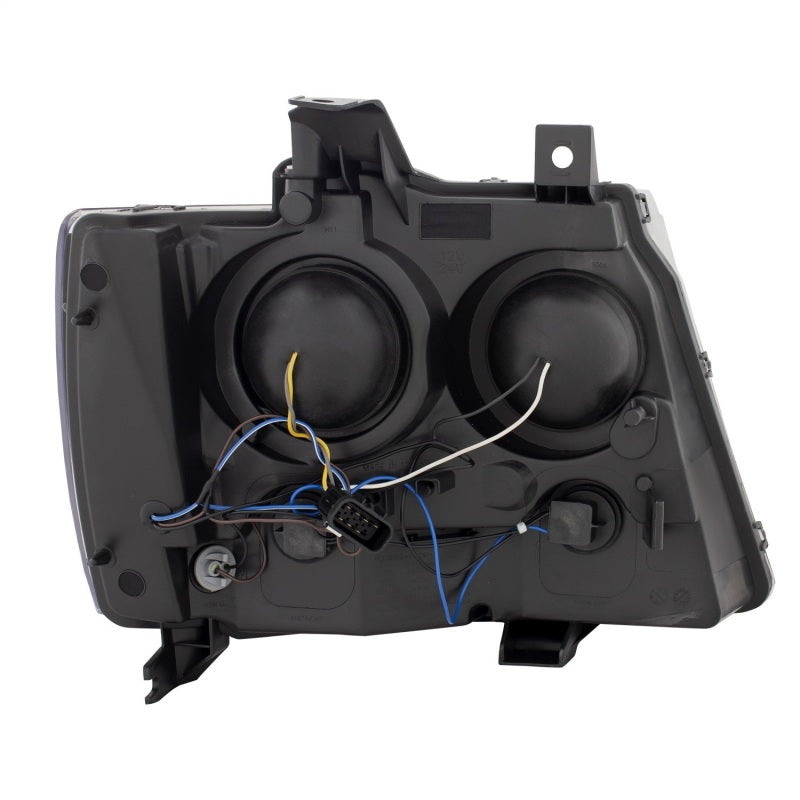 ANZO 07-14 Chevy Tahoe Projector Headlights w/ Plank Style Design Black w/ Amber 111402