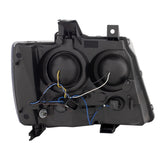 ANZO 07-14 Chevy Tahoe Projector Headlights w/ Plank Style Design Black w/ Amber 111402