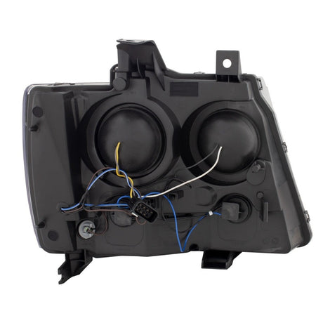 ANZO 07-14 Chevy Tahoe Projector Headlights w/ Plank Style Design Black w/ Amber 111402