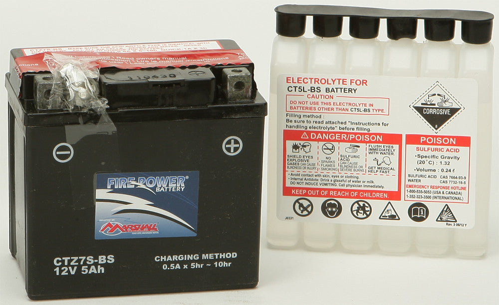 MARSHALLSBattery Maint Free Ctz7s -Bs Fire PowerCTZ7S-BS~MAR