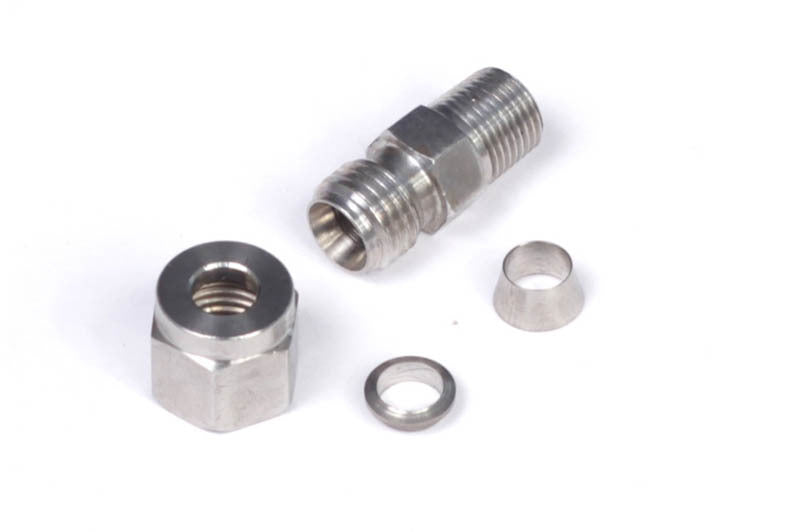 Haltech 1/4in Stainless Compression 1/8in NPT Thread Fitting Kit (Incl Nut & Ferrule) HT-010813