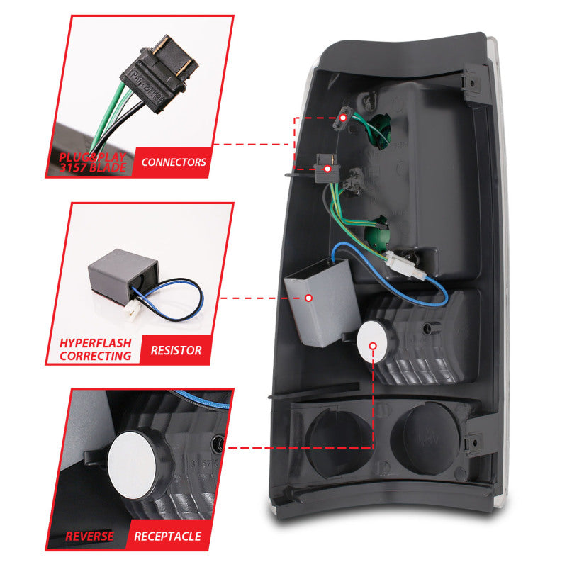 ANZO 1999-2007 Chevrolet Silverado 1500 LED Taillights Red/Clear 311010