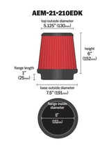 AEM Dryflow 6in. X 6in. Round Tapered Air Filter 21-210EDK