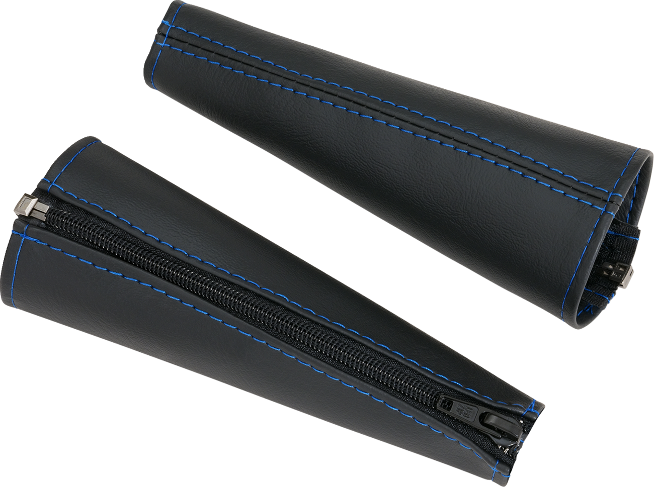 SHOW CHROME Seat Belt Covers - Black w/ Blue Stitching H44-5BLUE