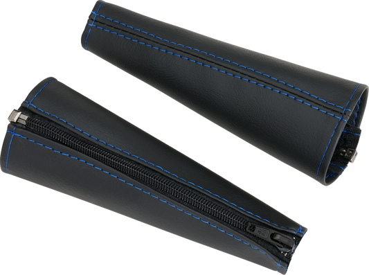 SHOW CHROME Seat Belt Covers - Black w/ Blue Stitching H44-5BLUE