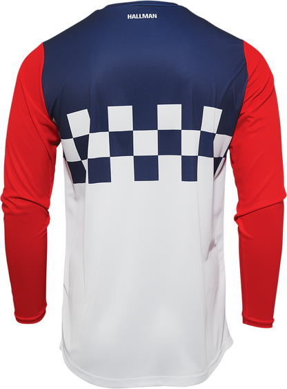 THOR Hallman Differ Cheq Jersey - White/Red/Blue - Large 2910-6579