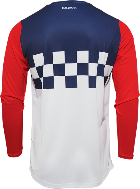 THOR Hallman Differ Cheq Jersey - White/Red/Blue - Large 2910-6579