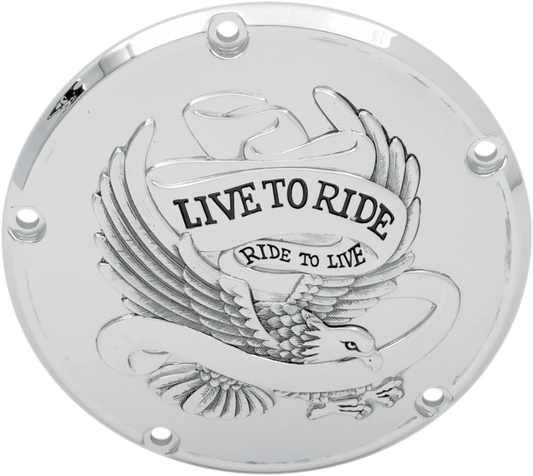 DRAG SPECIALTIES Live to Ride Derby Cover - 5-Hole - Chrome 33-0065CA