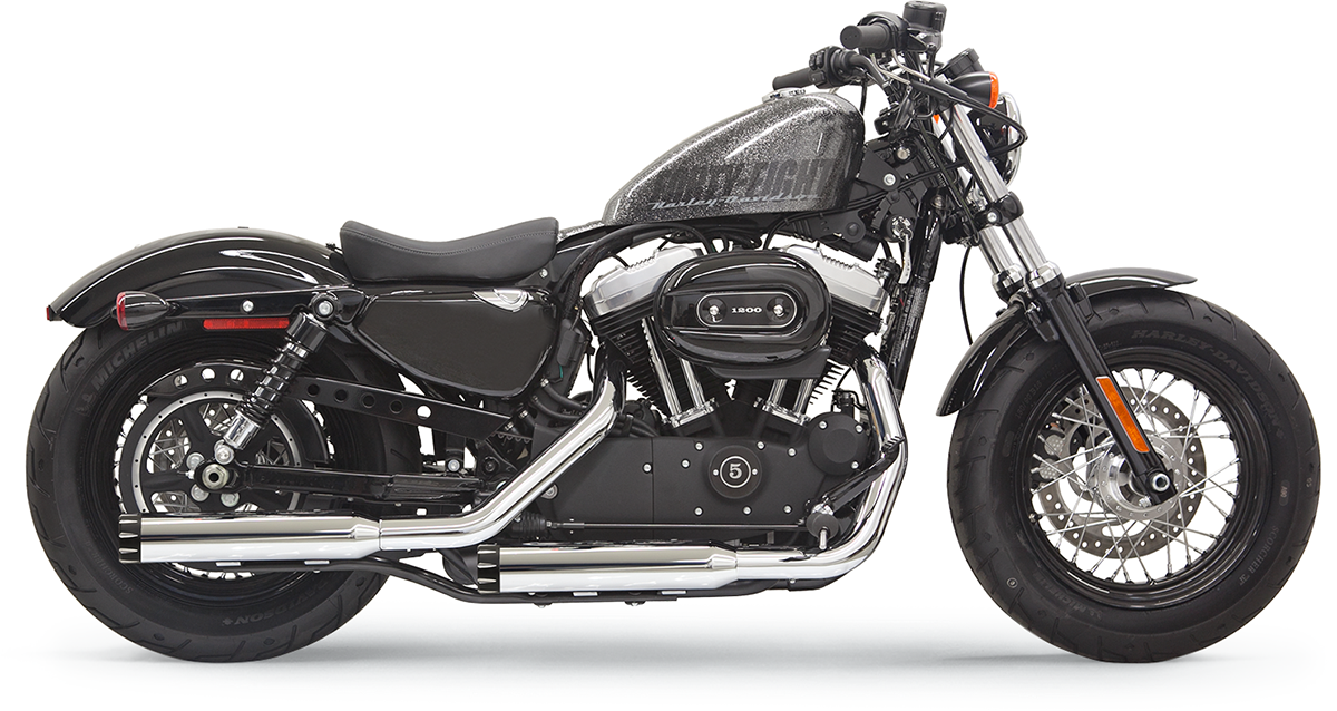 Silenciadores BASSANI XHAUST - Cromo/Negro - Estriados - Sportster 1X27T 