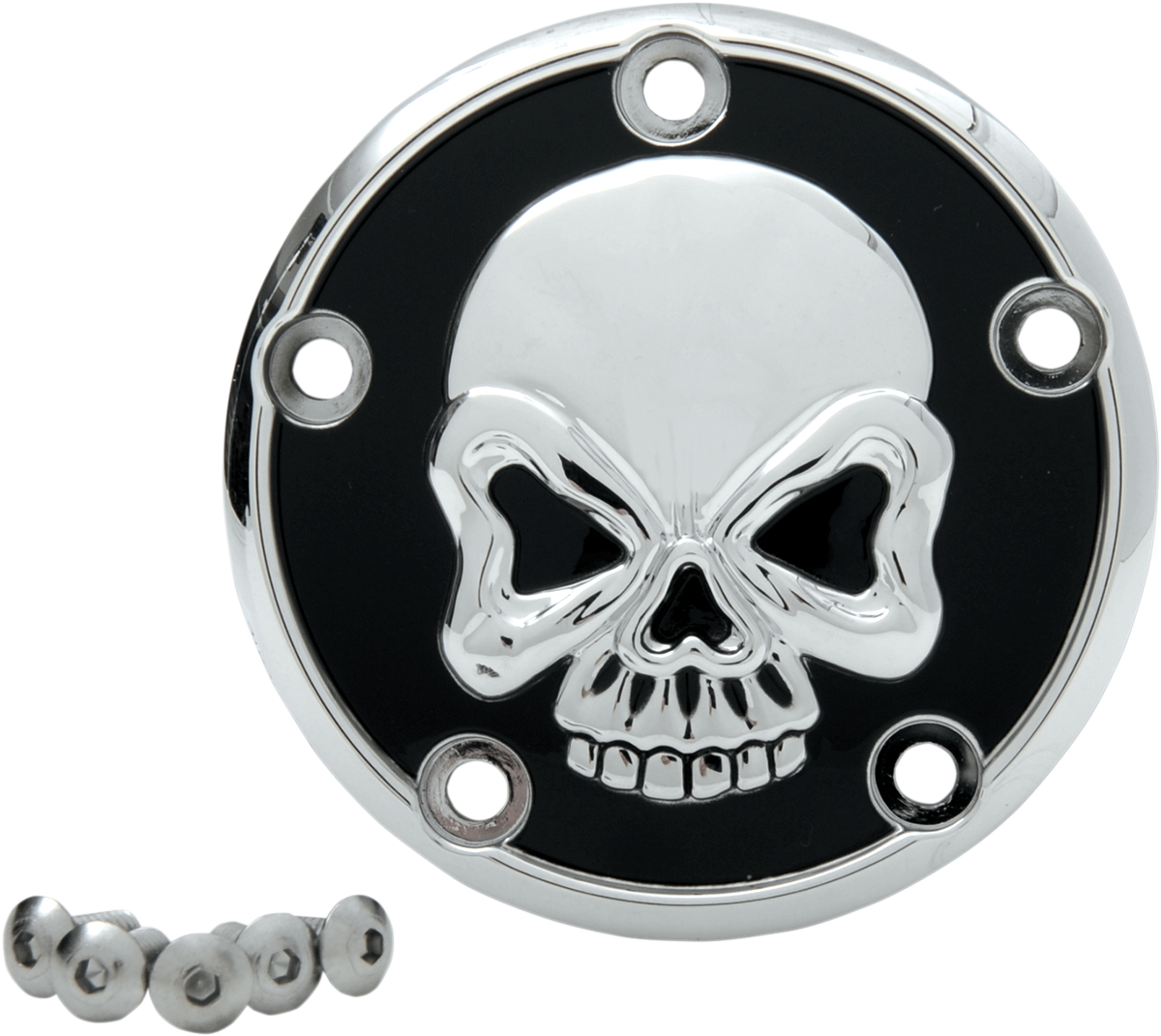 DRAG SPECIALTIES Point Cover - Skull Chrome - 5 Hole 301711