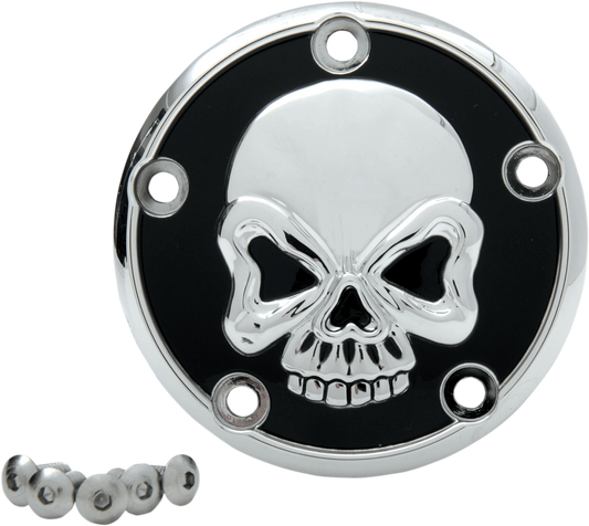 DRAG SPECIALTIES Point Cover - Skull Chrome - 5 Hole 301711