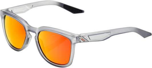 100% Hudson Sunglasses - Crystal Gray - Red Mirror 61028-255-43