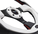 NRG Reinforced Steering Wheel (320mm) Blk w/White Trim & 4mm 3-Spoke RST-001WT