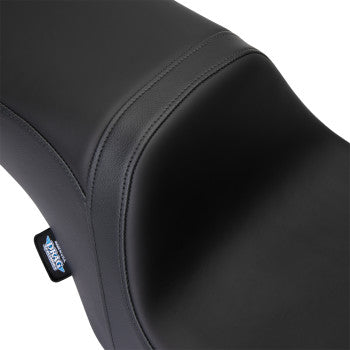 DRAG SPECIALTIES Asiento Predator 2Up - Cuero solar - Negro - Liso - FLH '08-'23 0801-1495 