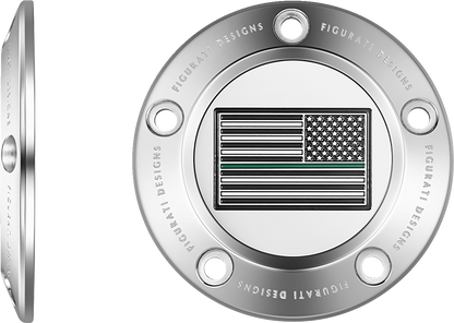 FIGURATI DESIGNS Timing Cover - 5 Hole - American - Green Line - Stainless Steel FD72-TC-5H-SS