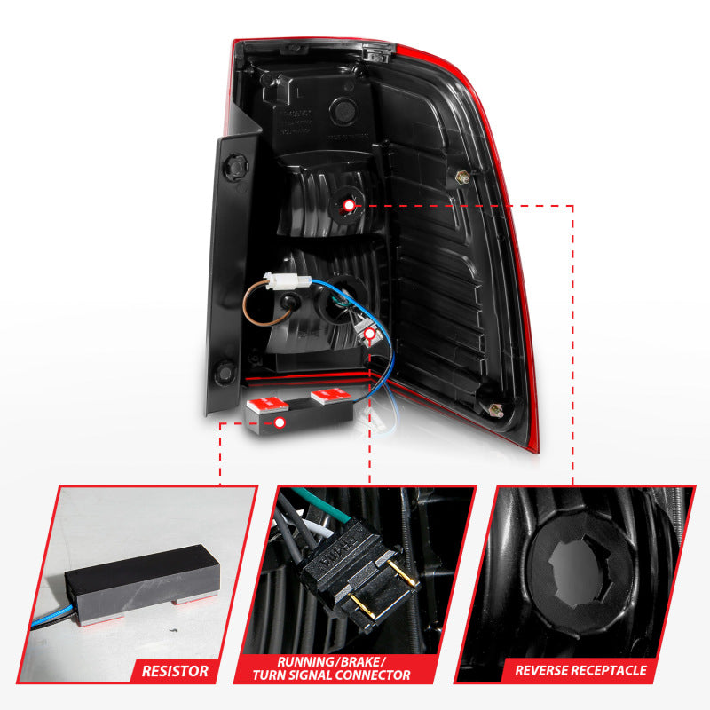 ANZO 07-17 For Expedition LED Taillights w/ Light Bar Chrome Housing Red/Clear Lens 311410