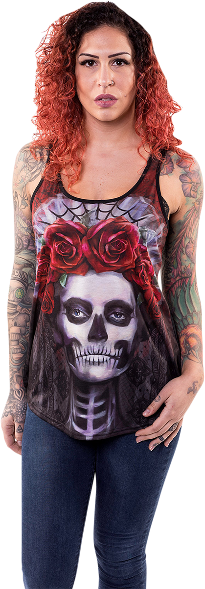 LETHAL THREAT Women's Dark Widow Razor Back Tank Top - Black - 1XL LA20508-1X