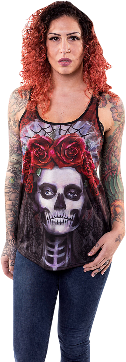 LETHAL THREAT Women's Dark Widow Razor Back Tank Top - Black - Medium LA20508M