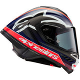 IN STOCK ALPINESTARS Supertech R10 Helmet - Team - Matte Black/Carbon Red Fluo/Blue - Medium 8200224-1383-M
