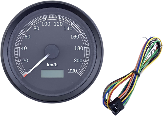 DRAG SPECIALTIES Universal 3-3/8" Programmable Electronic Speedometer - KPH - Black Face - Black Bezel NOT PLUG & PLAY; HARDWIRE T21-69A4BBDSR